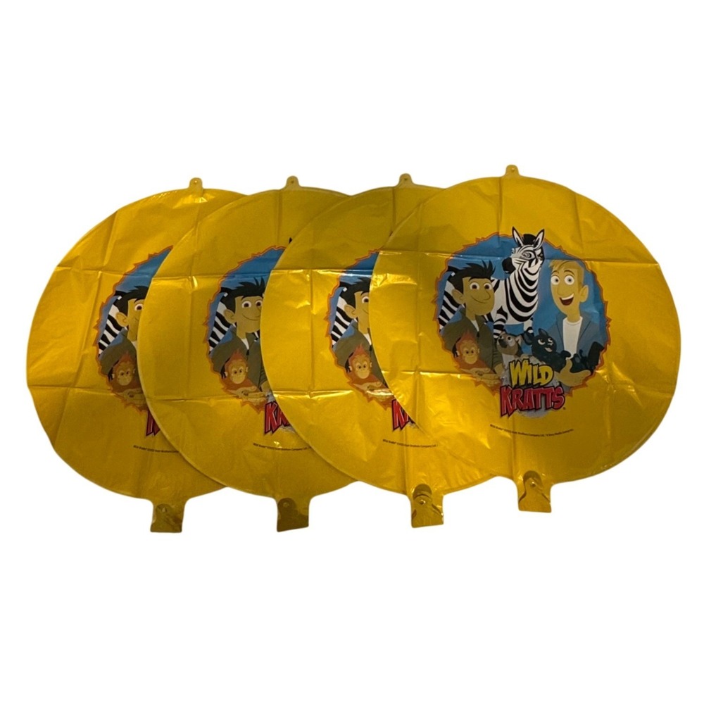 Wild Kratts Birthday Party Balloons Set of 4 Yellow Mylar Foil 17 Inch Circular